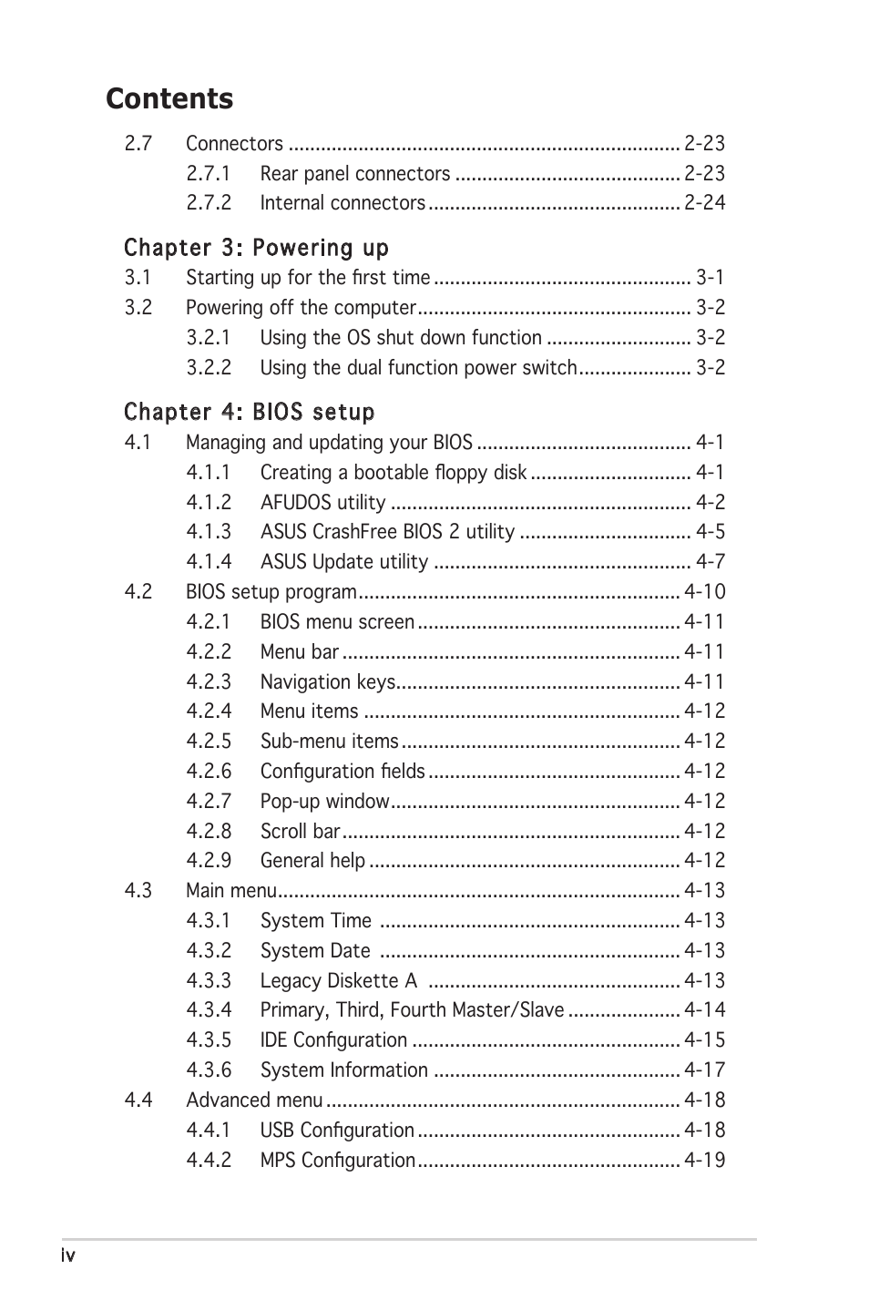 Asus P5MT-C User Manual | Page 4 / 154