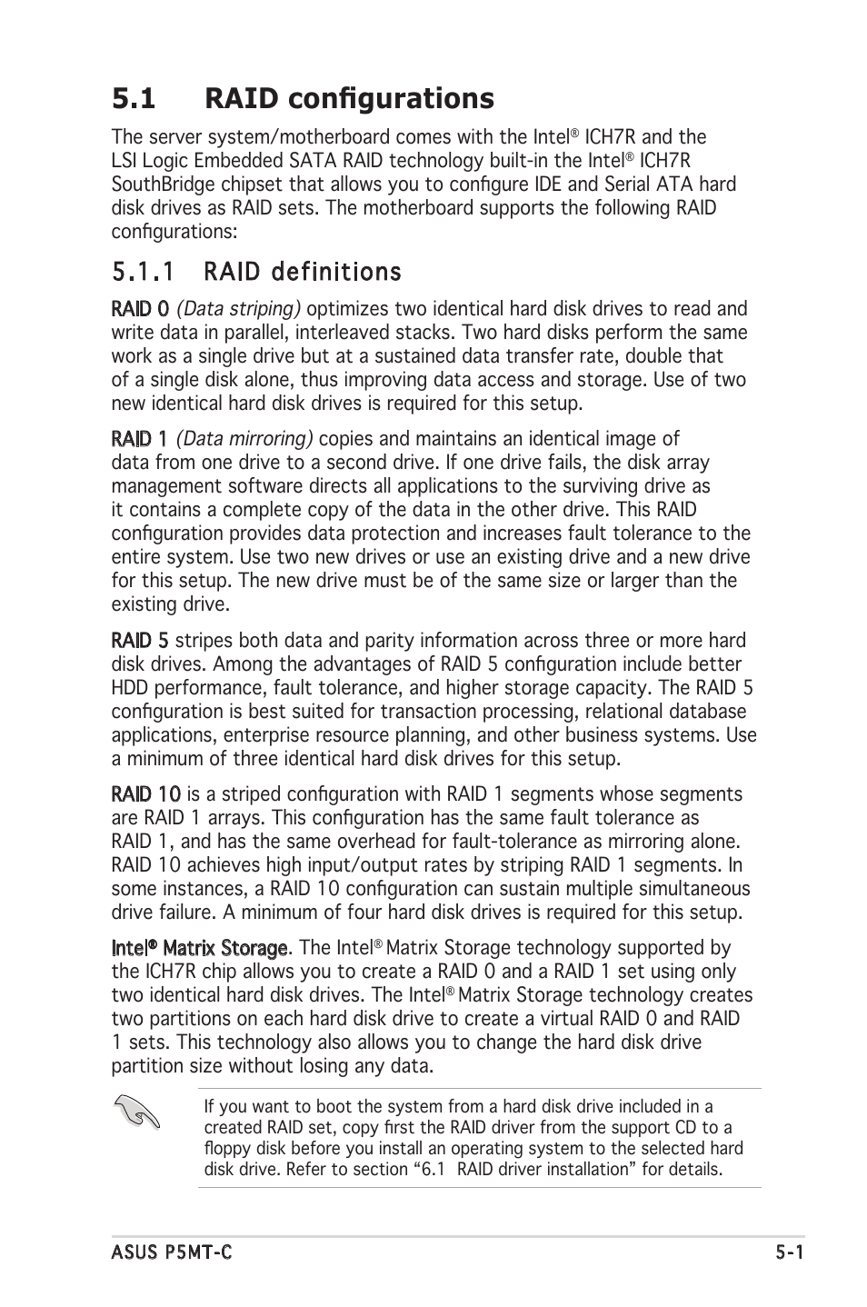 1 raid conﬁgurations, 1 raid definitions | Asus P5MT-C User Manual | Page 95 / 154