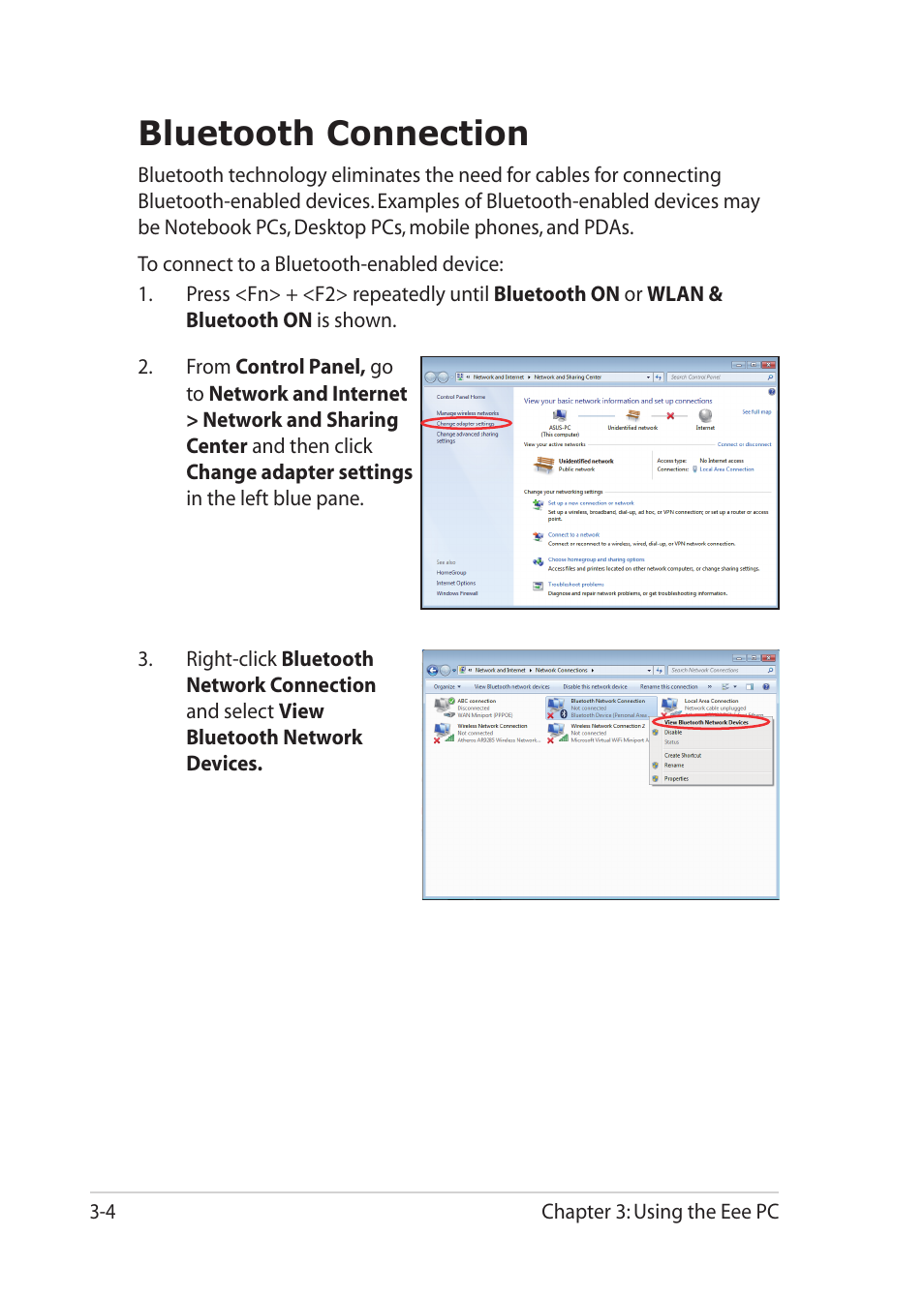 Bluetooth connection, Bluetooth connection -4 | Asus Eee PC 1201PN User Manual | Page 36 / 60