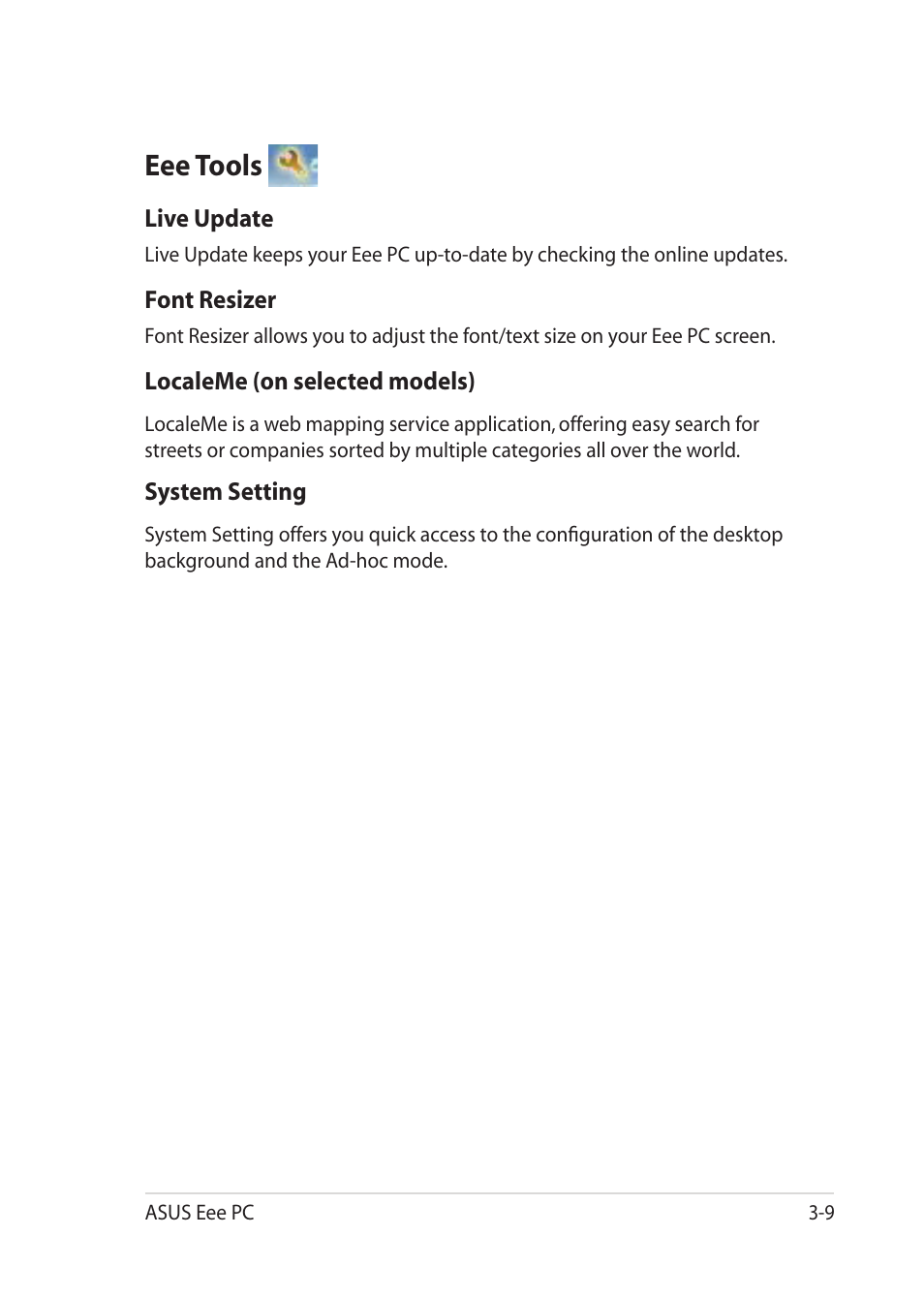 Eee tools, Eee tools -9 | Asus Eee PC 1201PN User Manual | Page 41 / 60