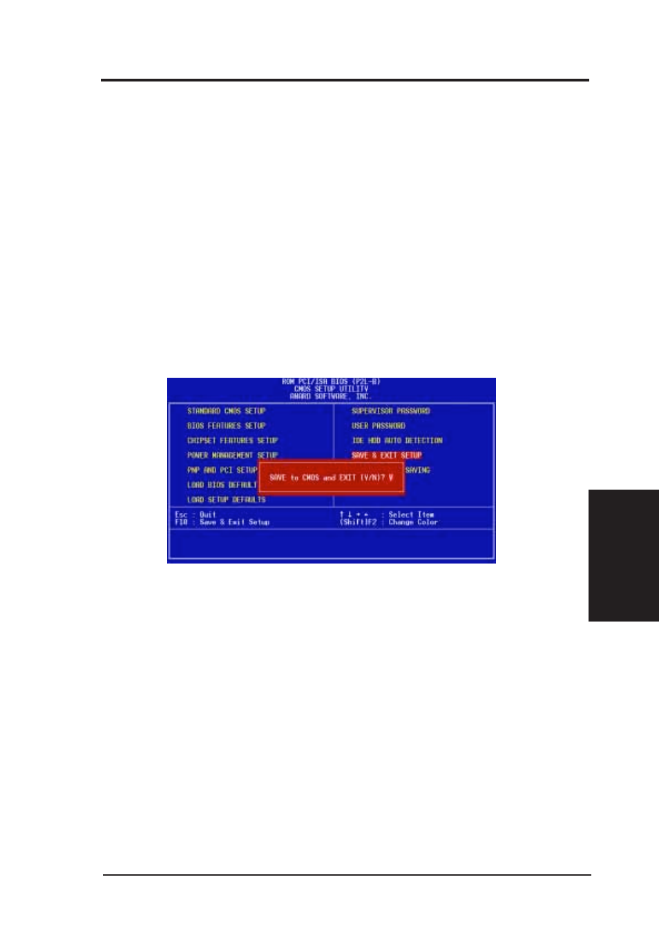 Iv. bios software, Save & exit setup, Exit without saving | Asus P2L-B User Manual | Page 55 / 64