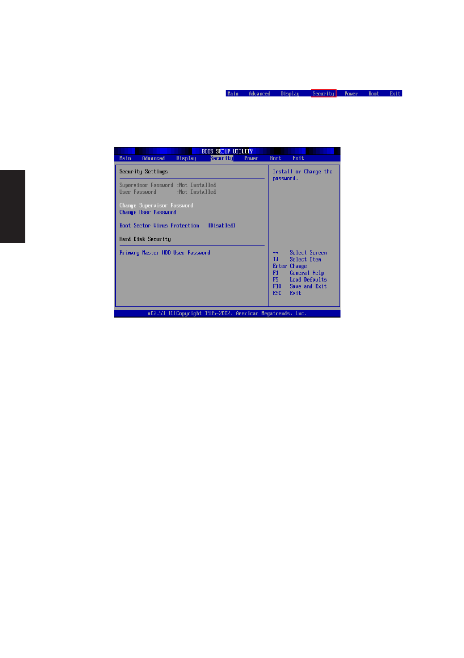 Security, Security settings | Asus A2Dc User Manual | Page 109 / 120