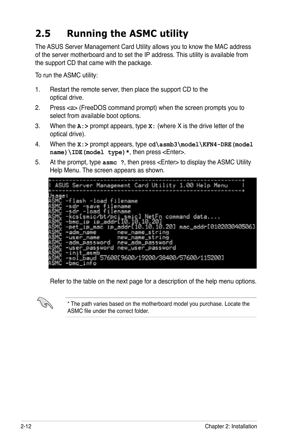 5 running the asmc utility | Asus ASMB3 User Manual | Page 26 / 62