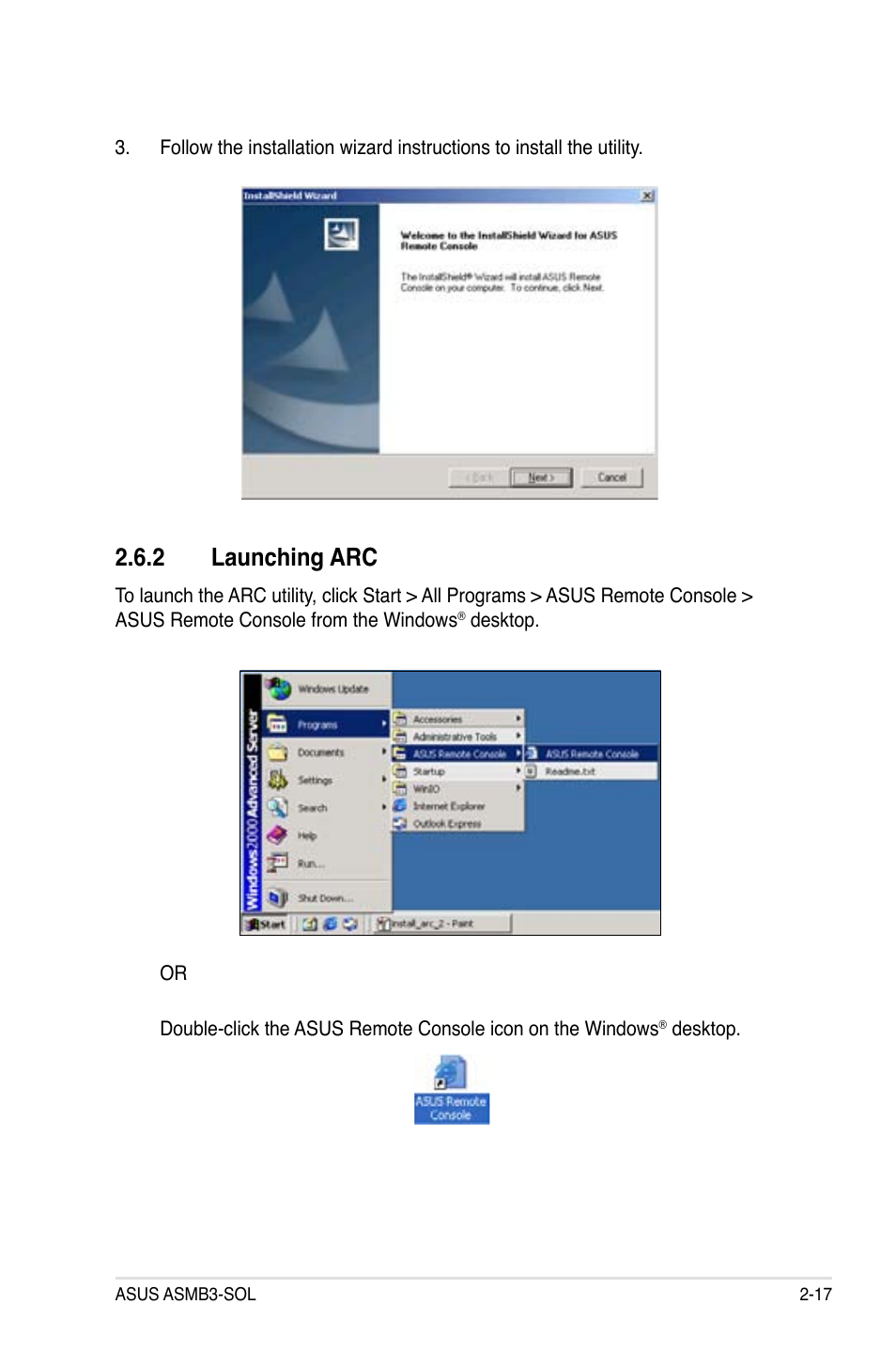 2 launching arc | Asus ASMB3 User Manual | Page 31 / 62