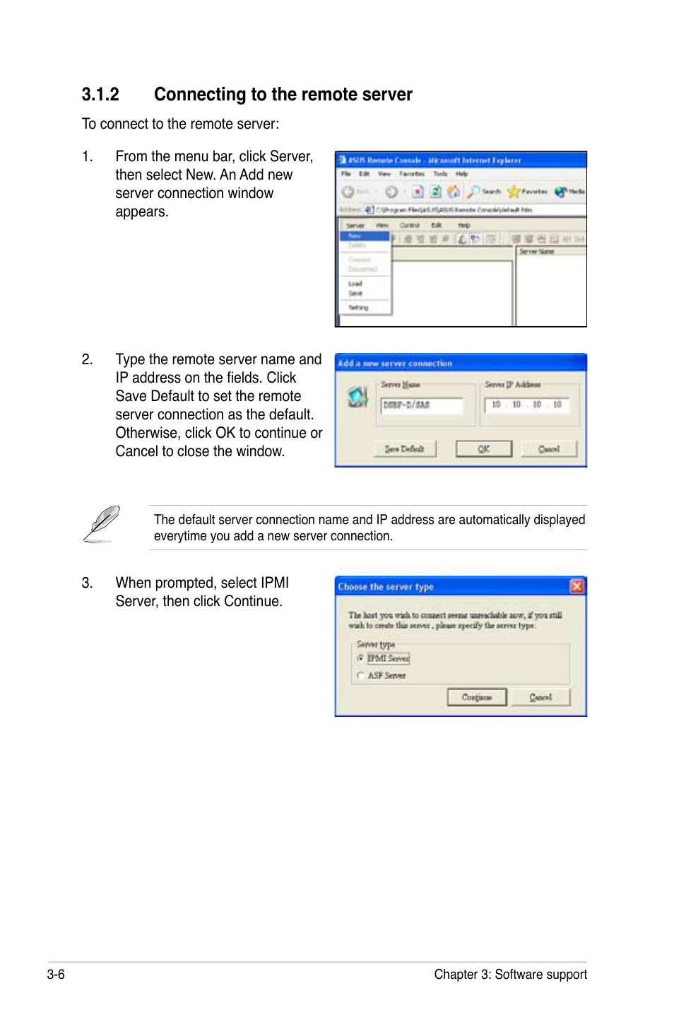 2 connecting to the remote server | Asus ASMB3 User Manual | Page 38 / 62