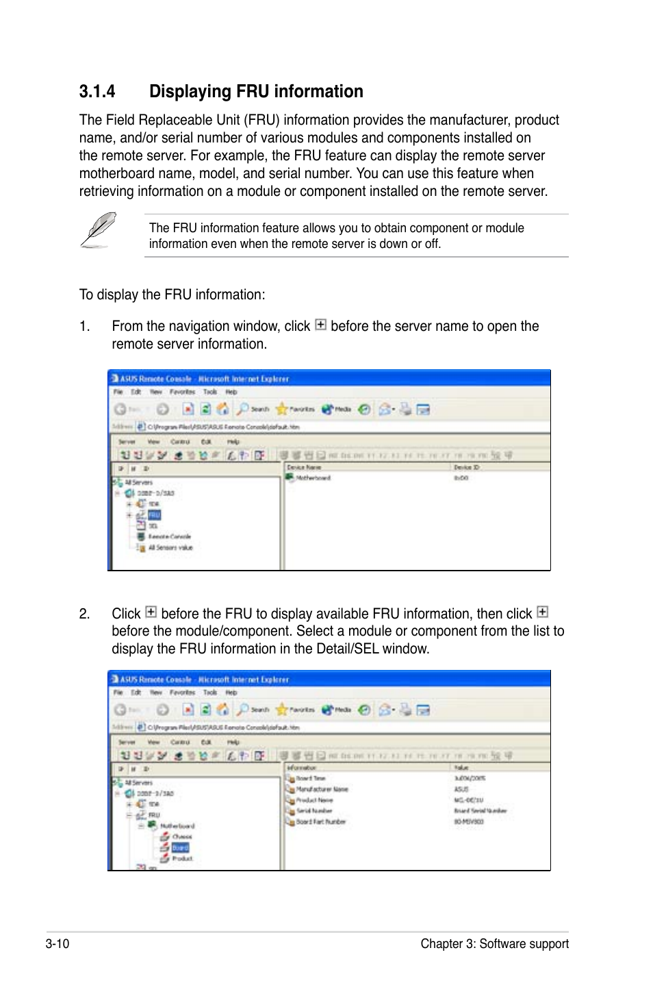 4 displaying fru information | Asus ASMB3 User Manual | Page 42 / 62