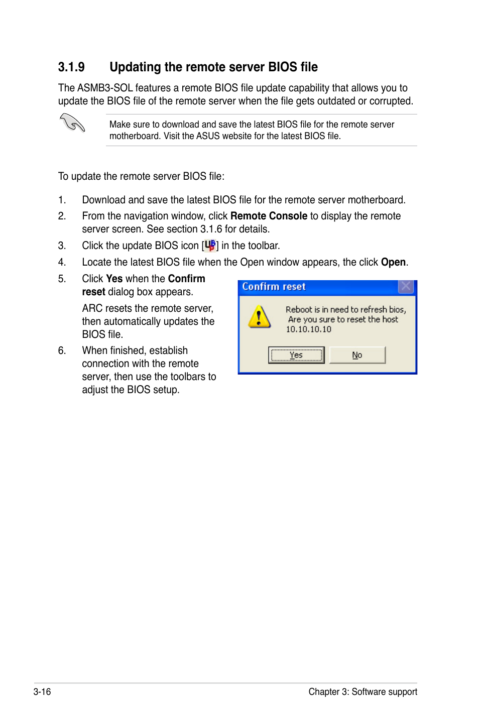 9 updating the remote server bios file | Asus ASMB3 User Manual | Page 48 / 62