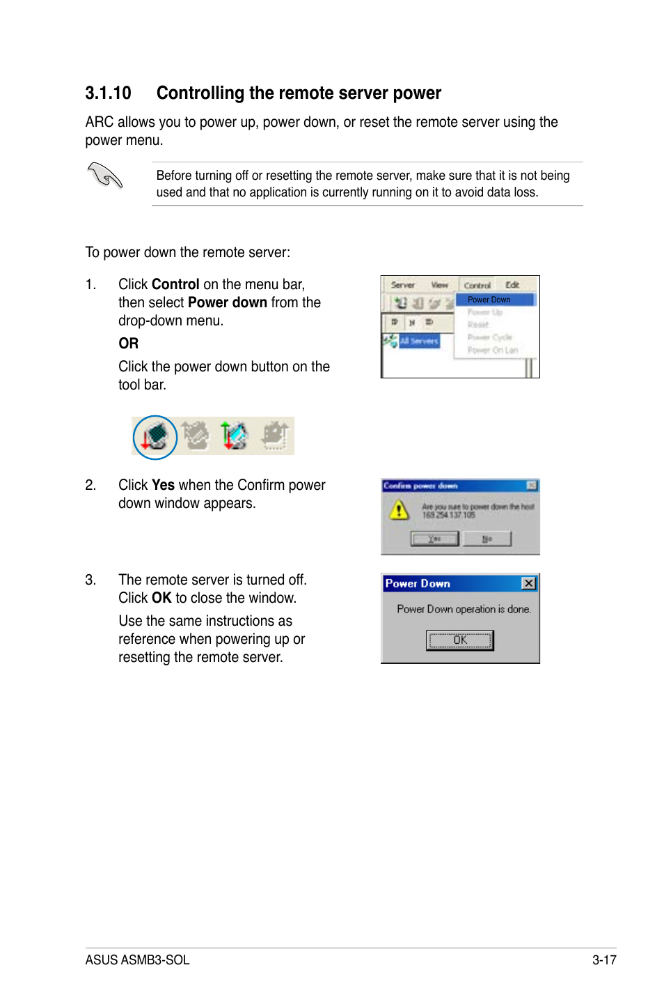 10 controlling the remote server power | Asus ASMB3 User Manual | Page 49 / 62