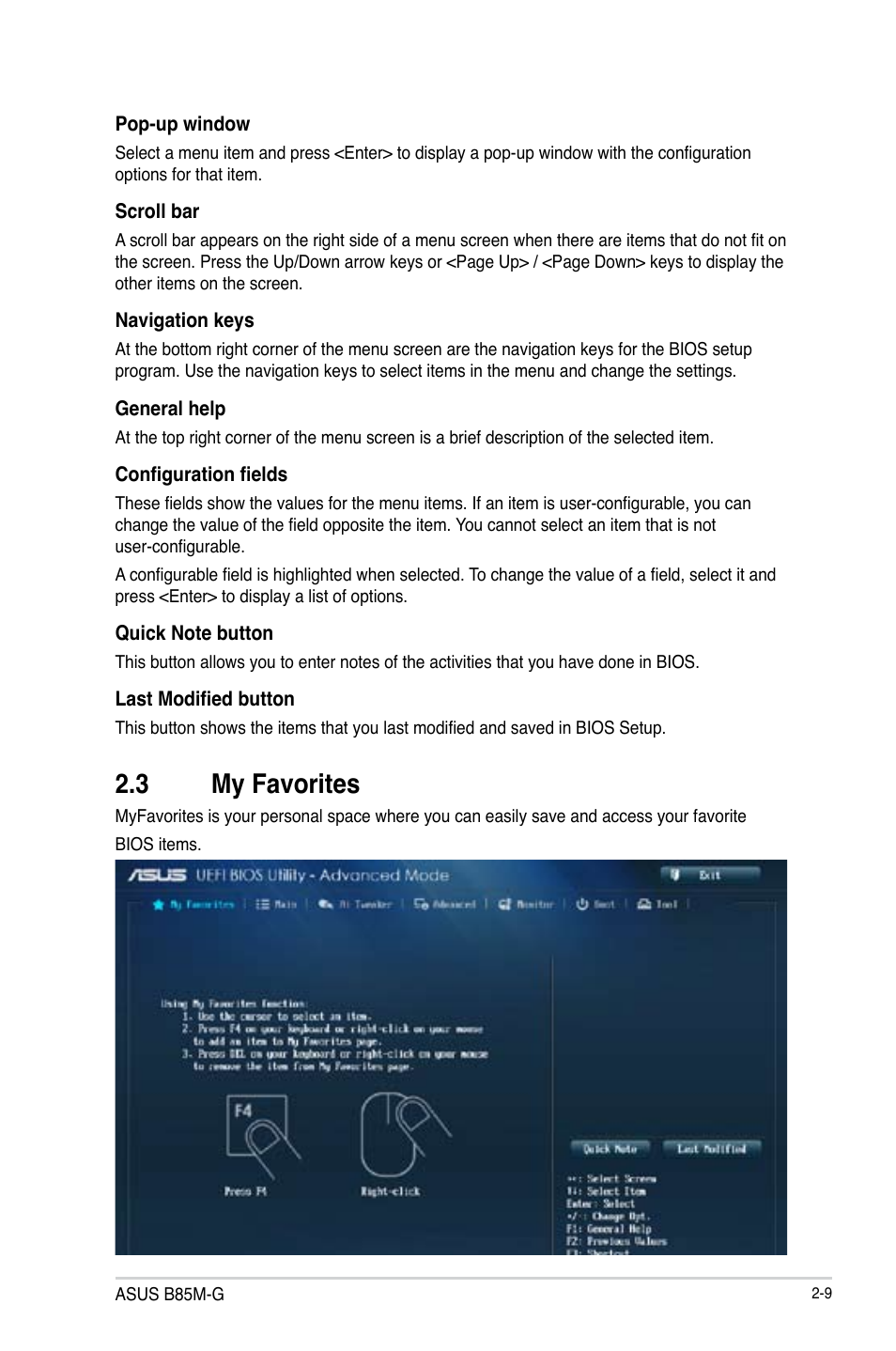 3 my favorites, My favorites -9 | Asus B85M-G User Manual | Page 38 / 75