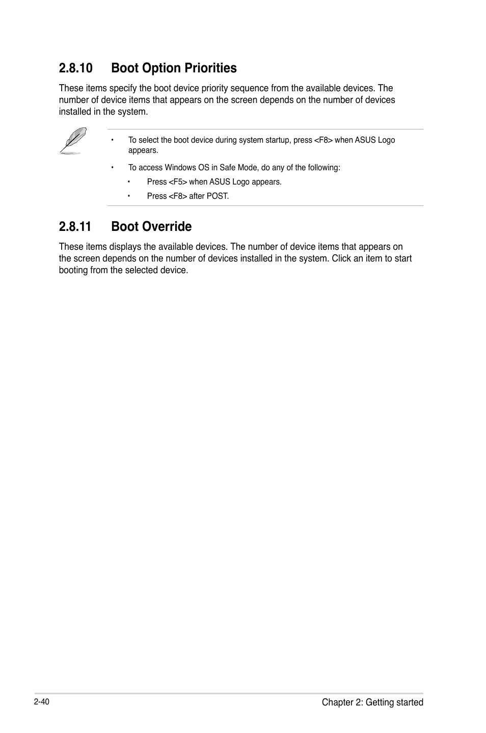 10 boot option priorities, 11 boot override | Asus B85M-G User Manual | Page 69 / 75