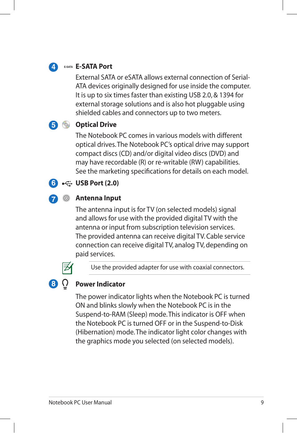 Asus X64Jv User Manual | Page 9 / 26