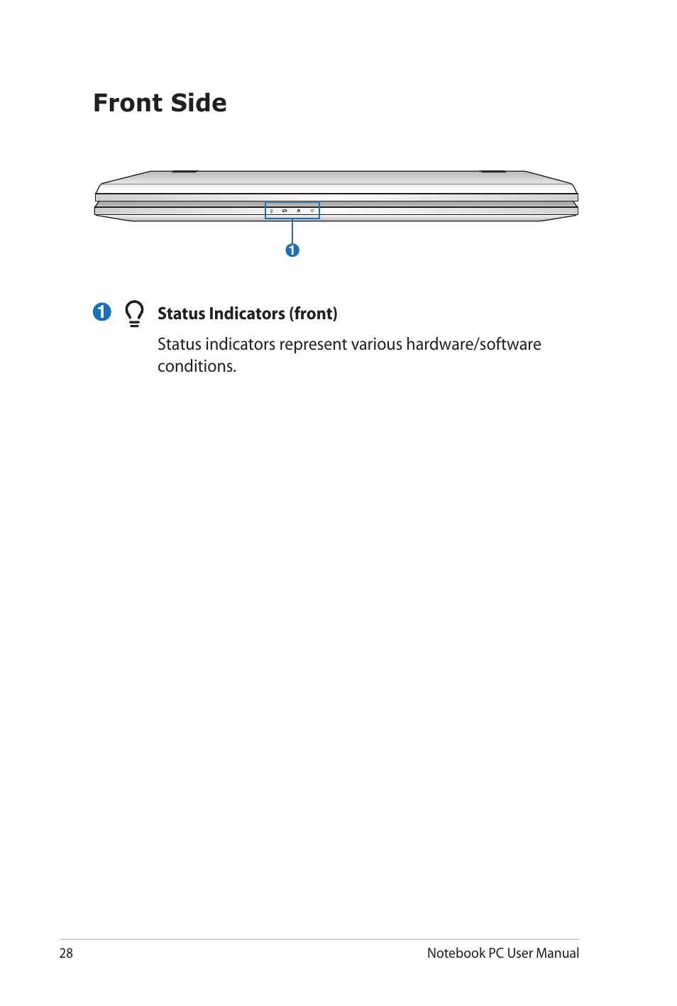 Front side | Asus G73Sw User Manual | Page 28 / 120