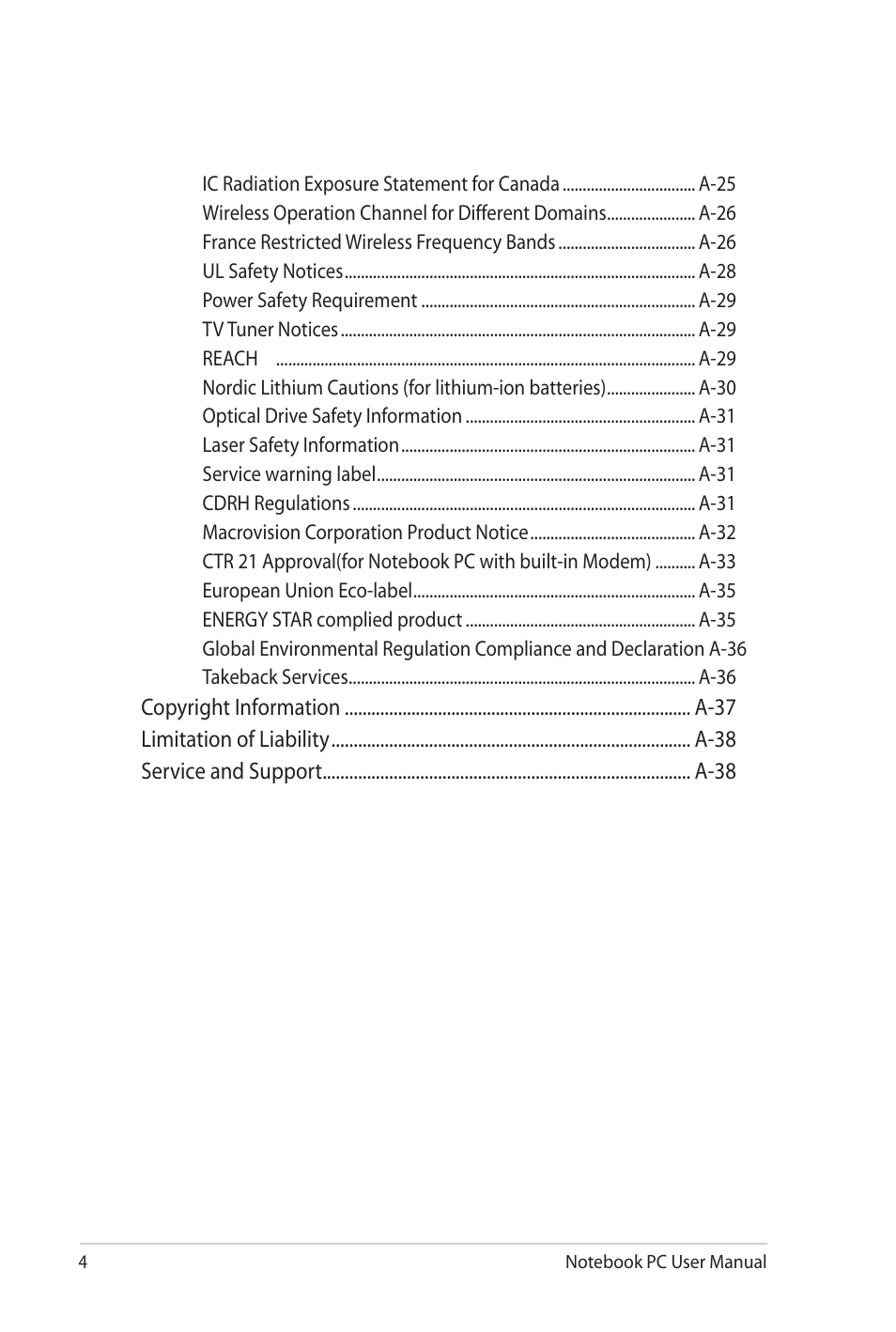 Asus G73Sw User Manual | Page 4 / 120