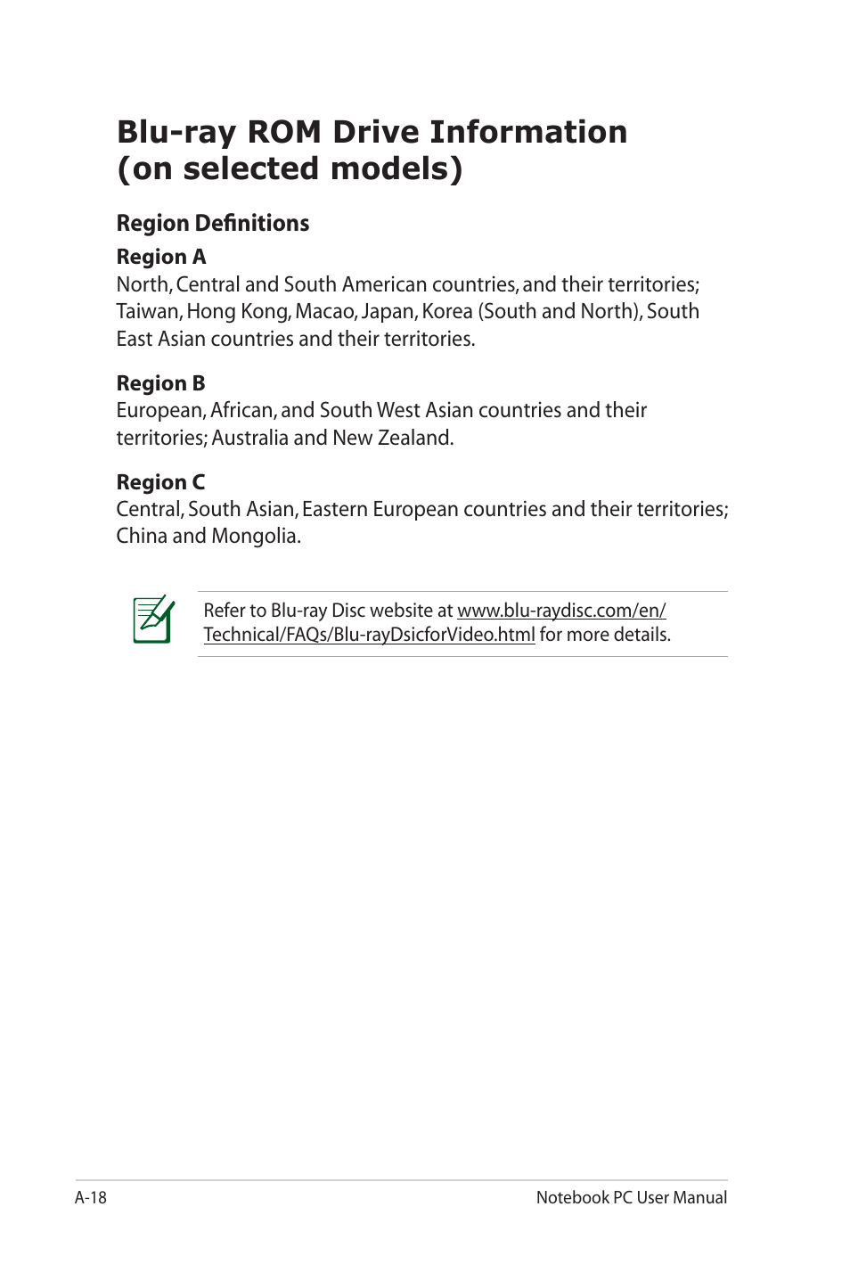 Blu-ray rom drive information (on selected models) | Asus G73Sw User Manual | Page 98 / 120