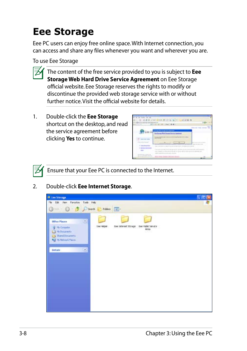 Eee storage, Eee storage -8 | Asus Eee PC 1002H User Manual | Page 40 / 60