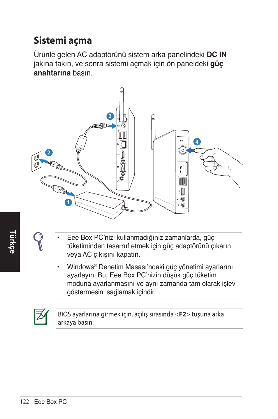 Sistemi açma | Asus EB1012 User Manual | Page 168 / 185