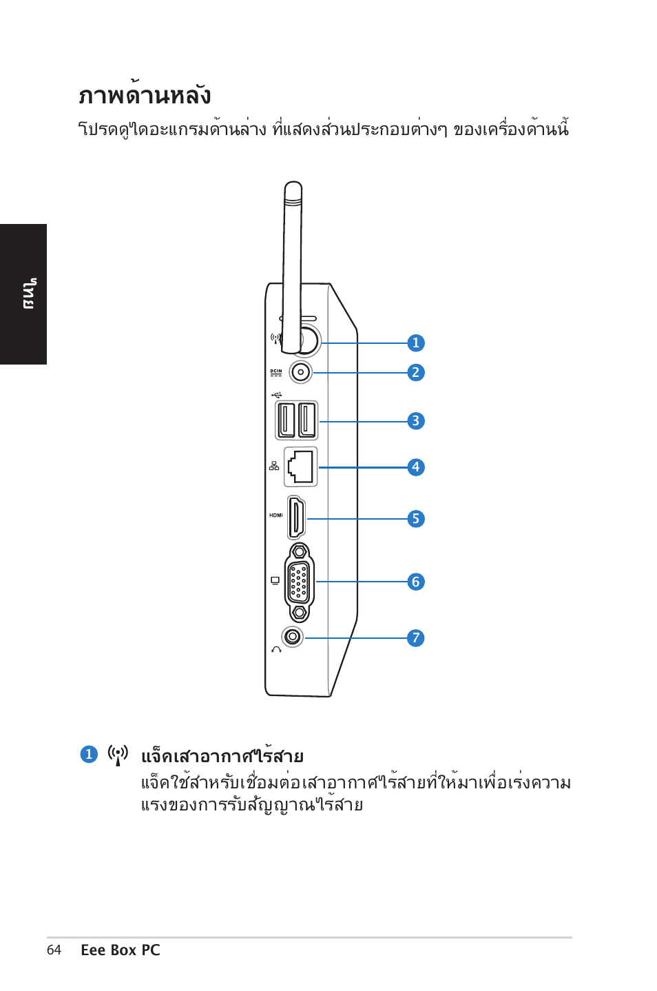 Rear view, ภาพด้านหลัง | Asus EB1012 User Manual | Page 64 / 185