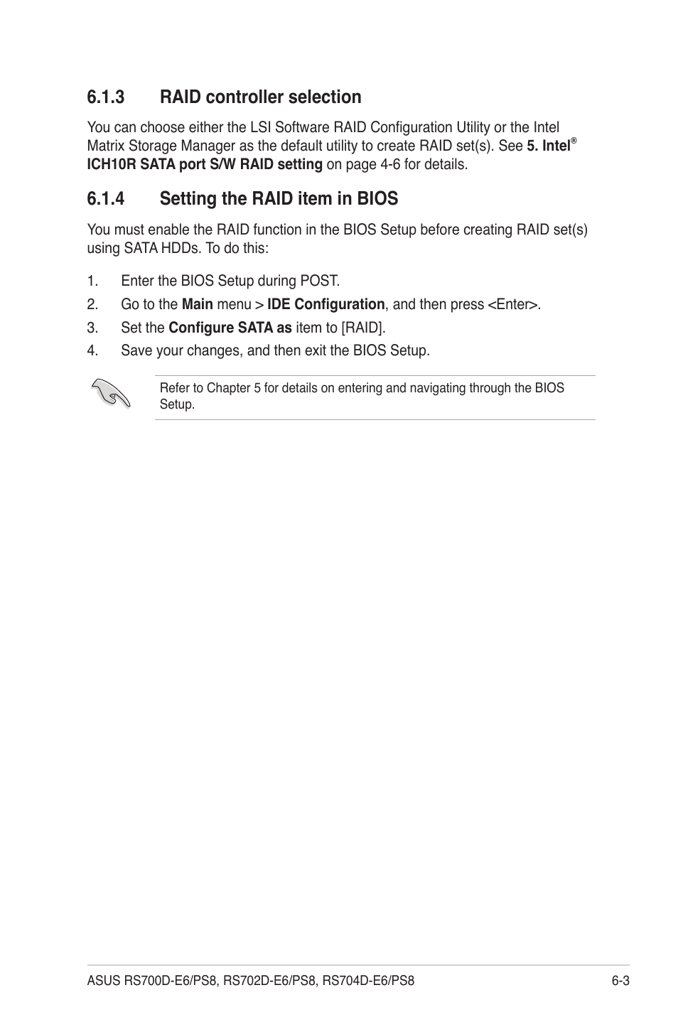 3 raid controller selection, 4 setting the raid item in bios, Raid controller selection -3 | Setting the raid item in bios -3 | Asus RS704D-E6/PS8 User Manual | Page 103 / 164