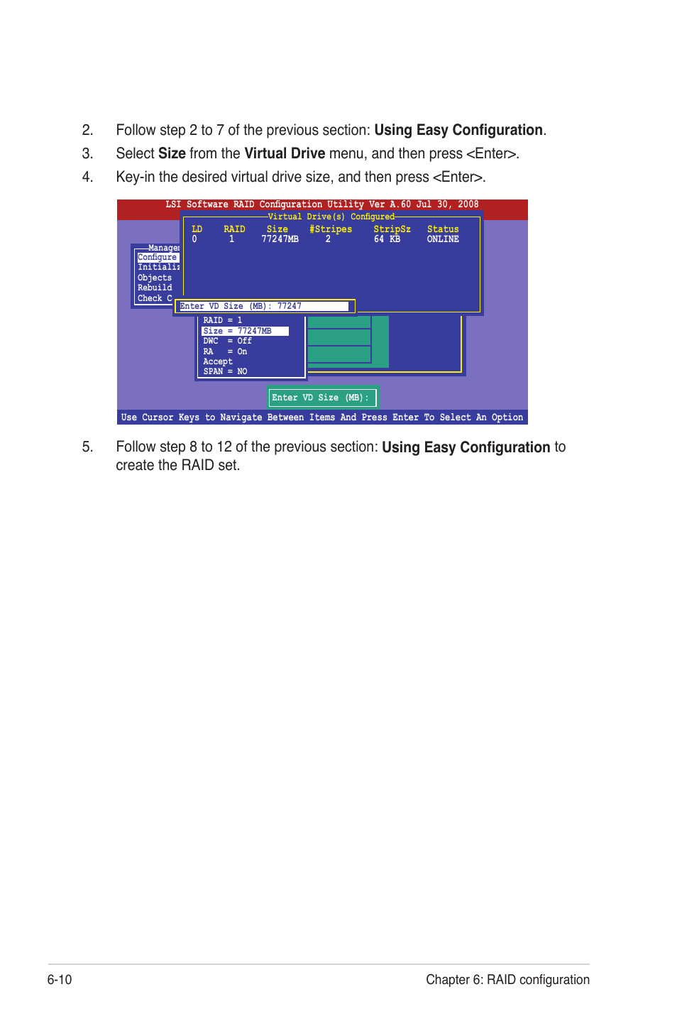 10 chapter 6: raid configuration | Asus RS704D-E6/PS8 User Manual | Page 110 / 164