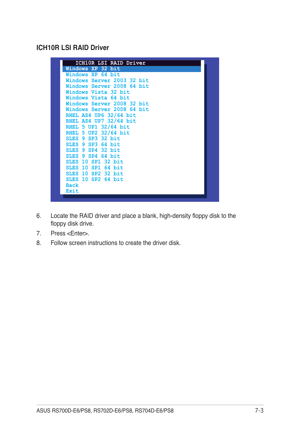 Ich10r lsi raid driver | Asus RS704D-E6/PS8 User Manual | Page 137 / 164