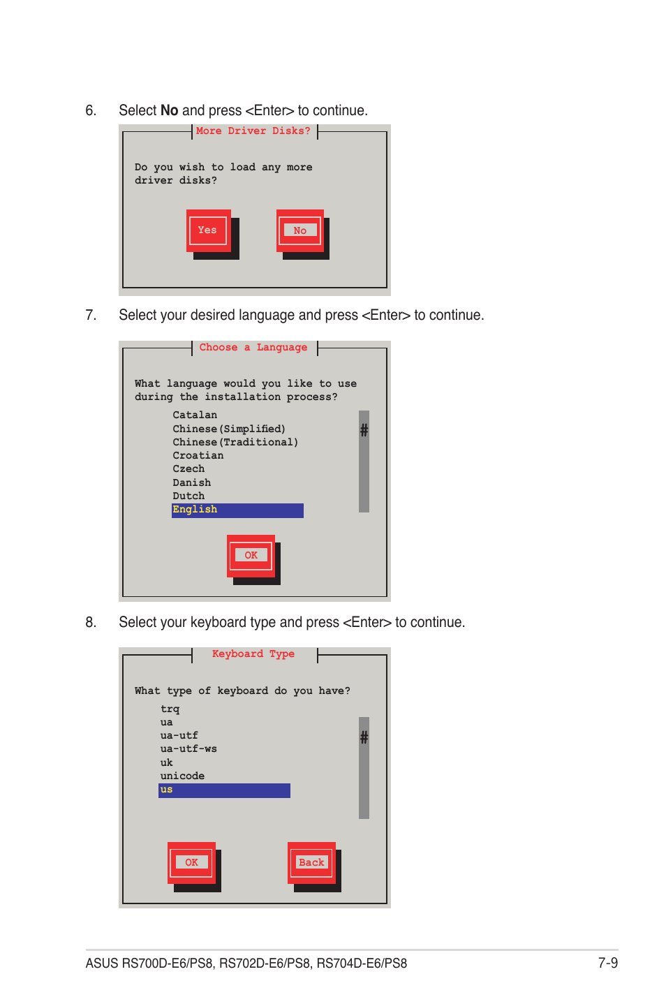 Select no and press <enter> to continue | Asus RS704D-E6/PS8 User Manual | Page 143 / 164