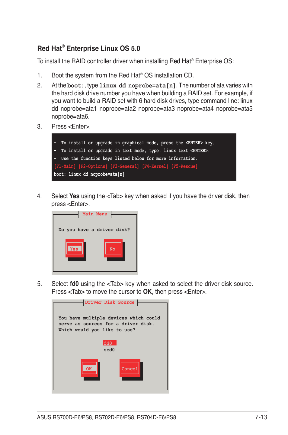 Red hat, Enterprise linux os 5.0 | Asus RS704D-E6/PS8 User Manual | Page 147 / 164