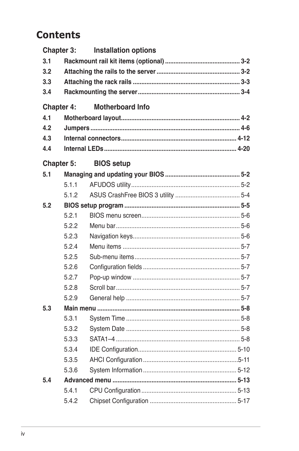 Asus RS704D-E6/PS8 User Manual | Page 4 / 164