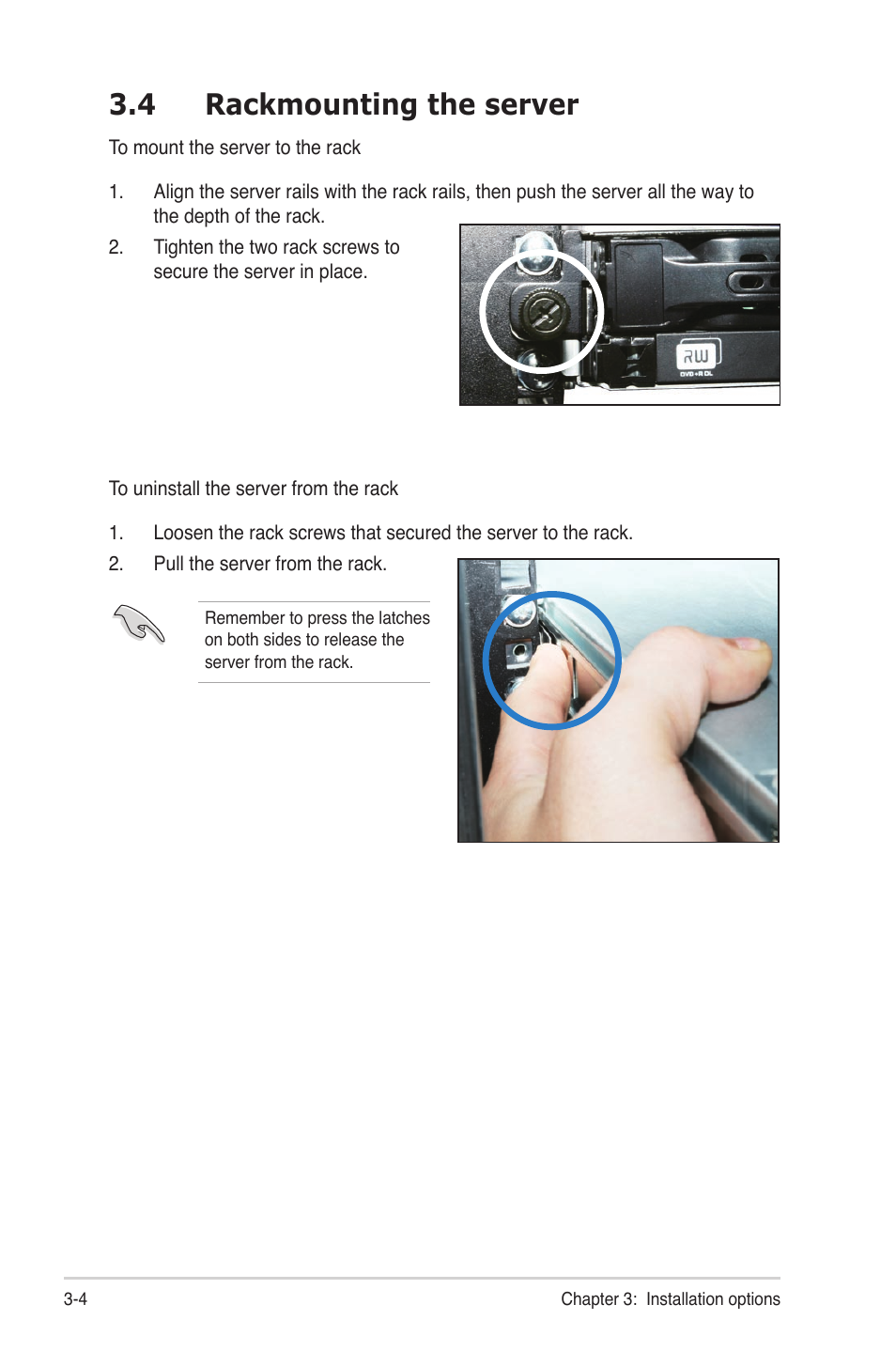 4 rackmounting the server, Rackmounting the server -4 | Asus RS704D-E6/PS8 User Manual | Page 44 / 164