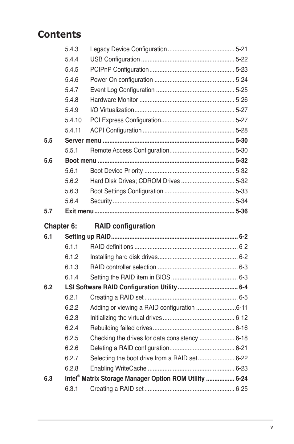 Asus RS704D-E6/PS8 User Manual | Page 5 / 164