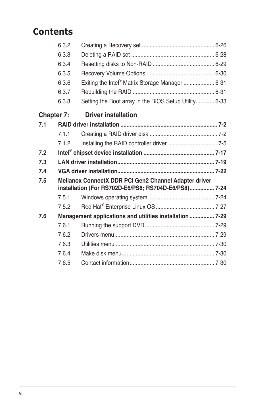 Asus RS704D-E6/PS8 User Manual | Page 6 / 164