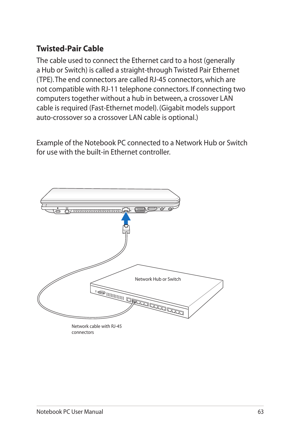 Twisted-pair cable | Asus X4KSL User Manual | Page 63 / 114