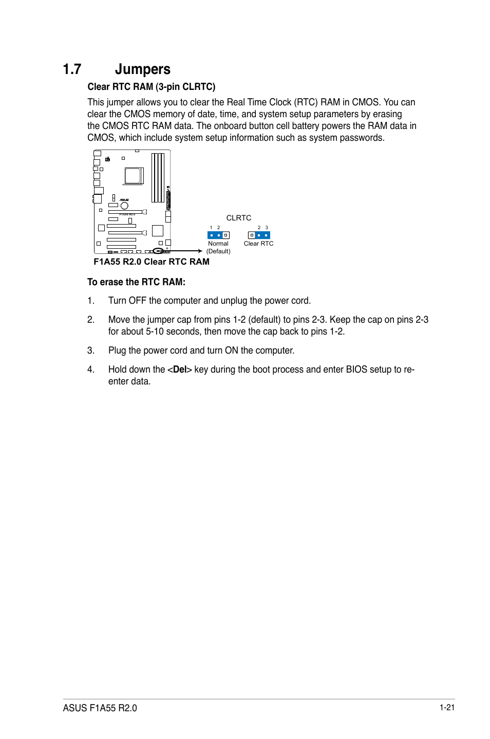 7 jumpers, Jumpers -21 | Asus F1A55 R2.0 User Manual | Page 33 / 76