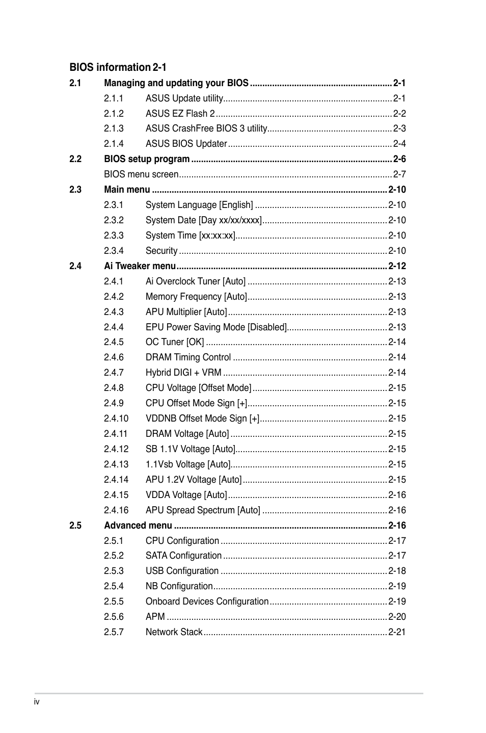 Asus F1A55 R2.0 User Manual | Page 4 / 76