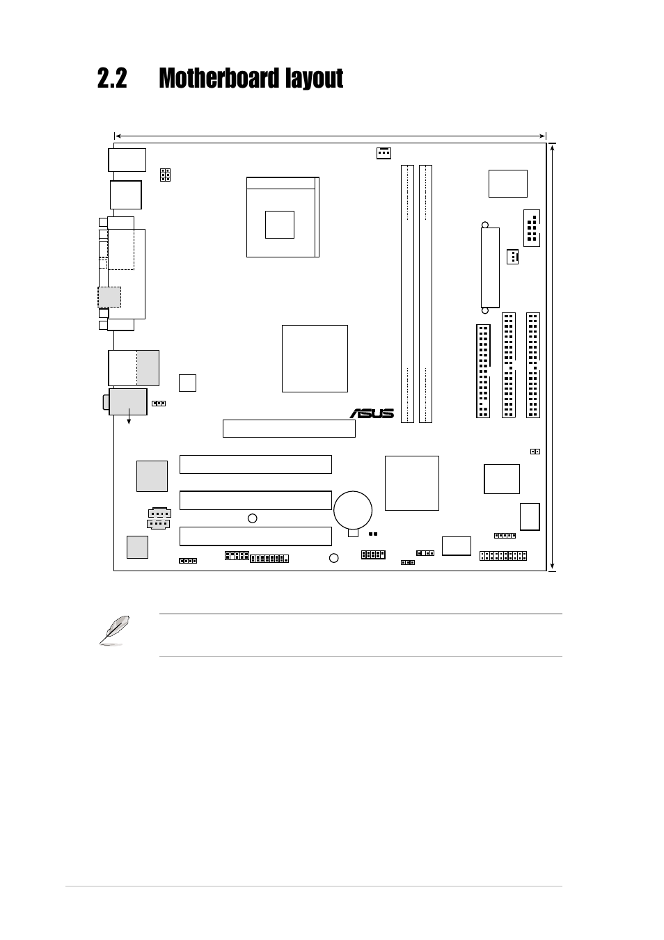 2 motherboard layout, 2 chapter 2: hardware information, Intel 845e | Pci1, Pci3 pci2, P4b533-m | Asus AP130-D5 User Manual | Page 26 / 128