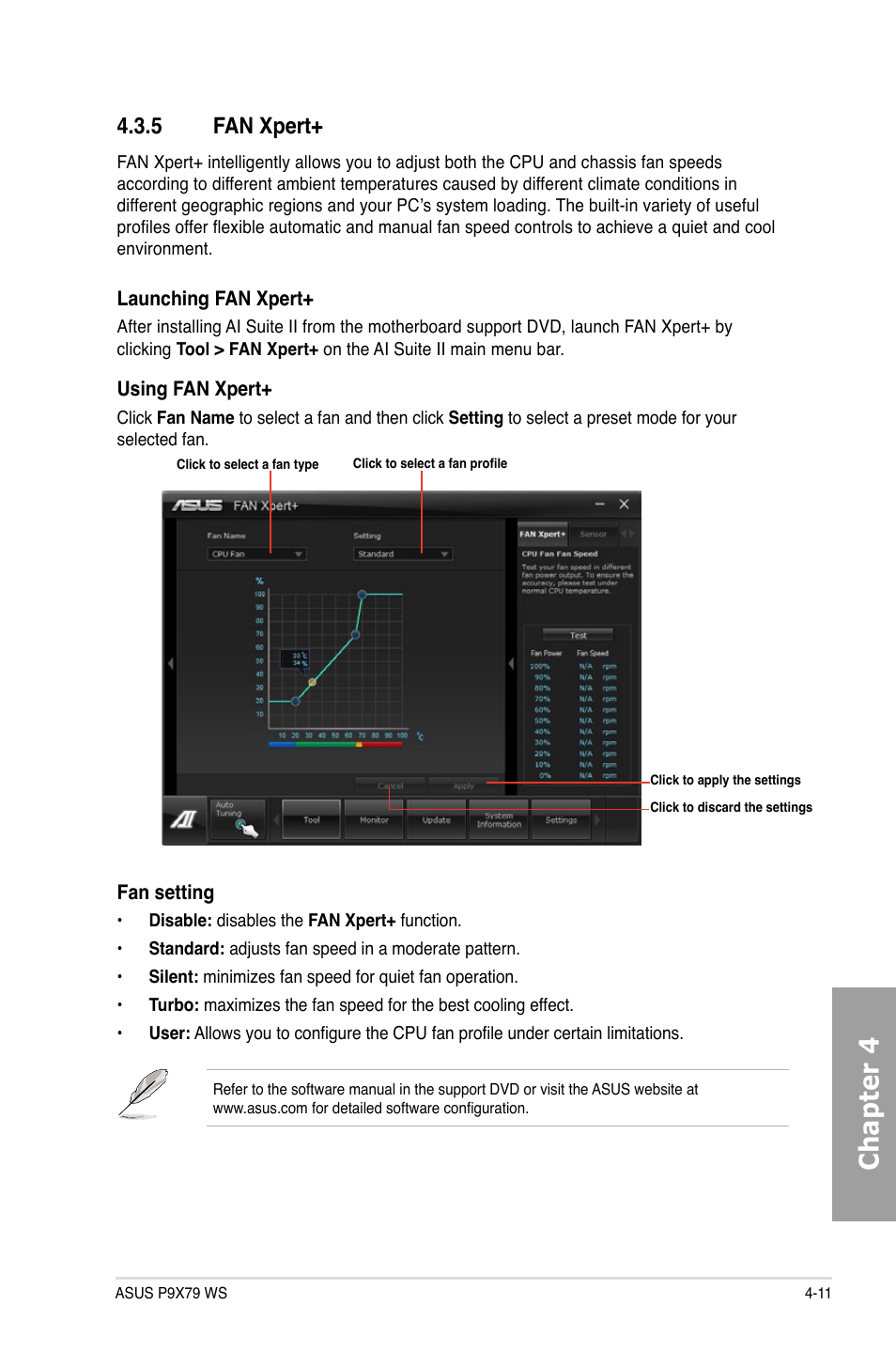 5 fan xpert, Fan xpert+ -11, Chapter 4 | Asus P9X79 WS User Manual | Page 147 / 186