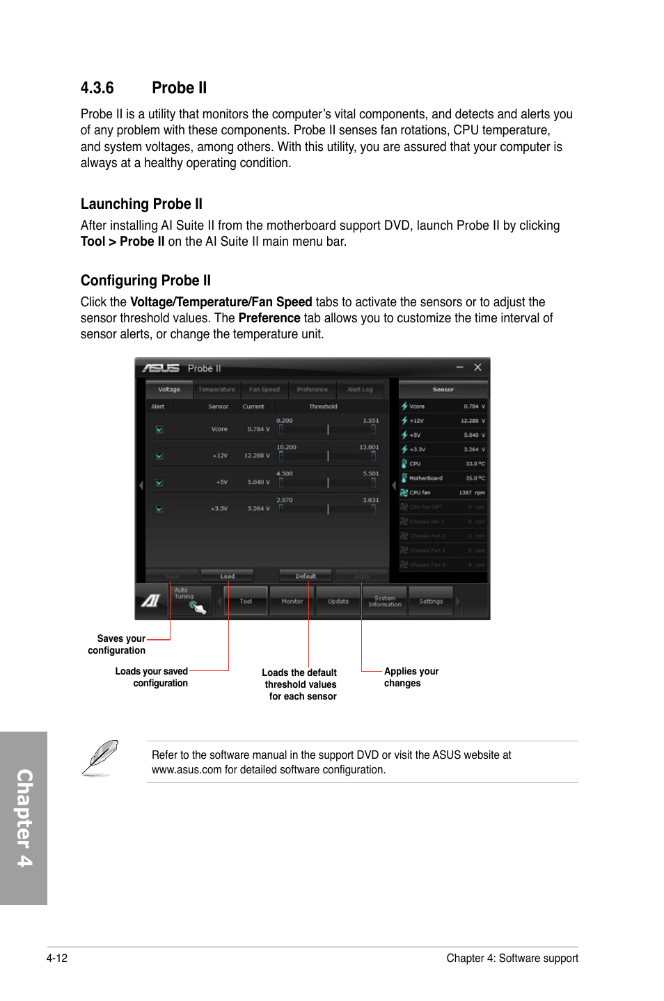 6 probe ii, Probe ii -12, Chapter 4 | Asus P9X79 WS User Manual | Page 148 / 186