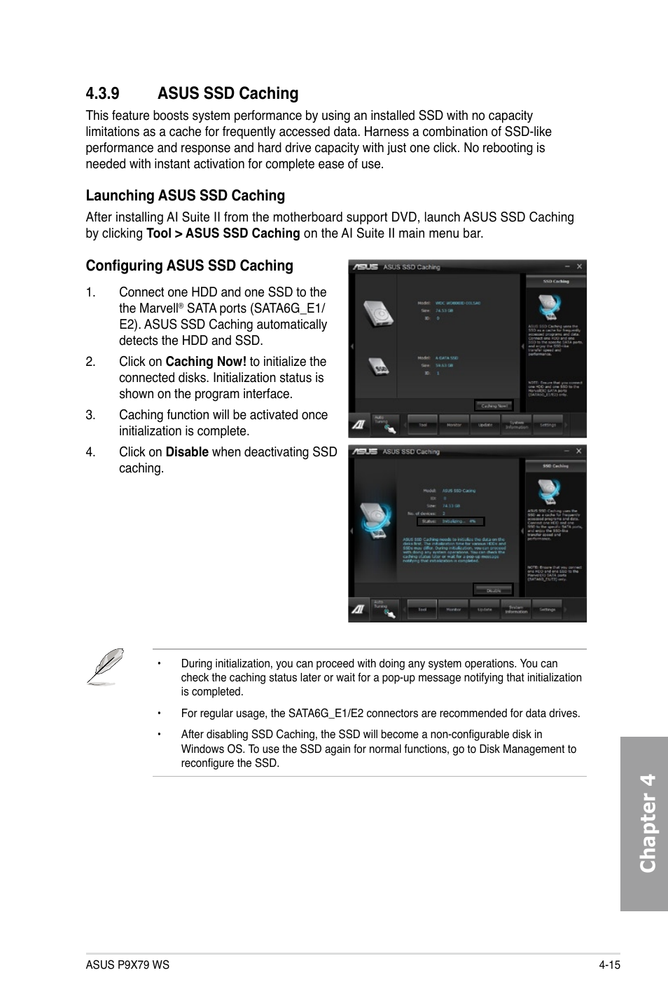 9 asus ssd caching, Asus ssd caching -15, Chapter 4 | Asus P9X79 WS User Manual | Page 151 / 186