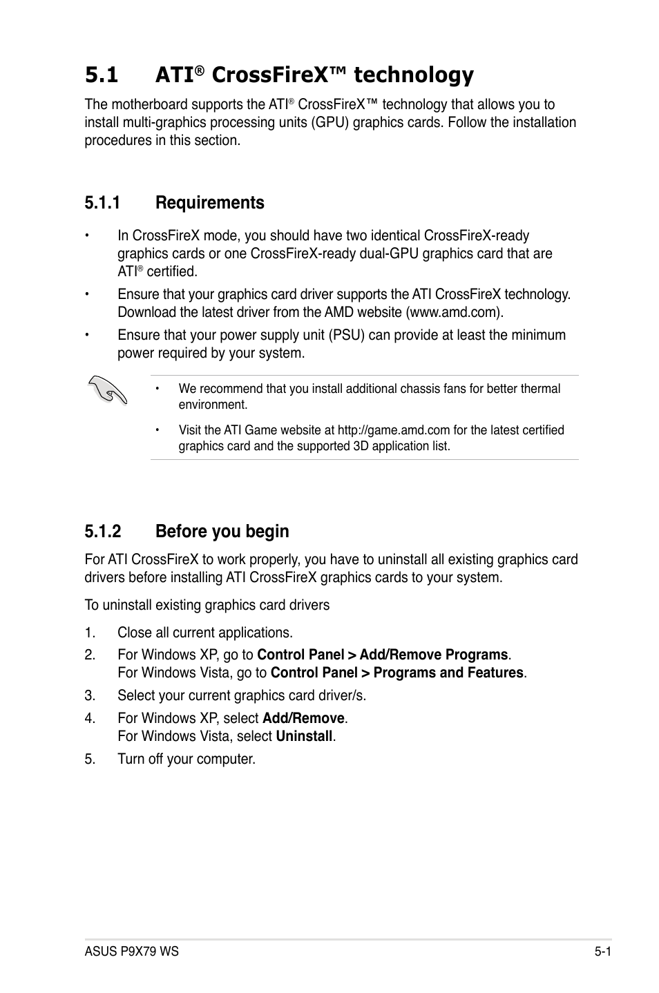 1 ati® crossfirex™ technology, 1 requirements, 2 before you begin | Crossfirex™ technology -1, Requirements -1, Before you begin -1, 1 ati, Crossfirex™ technology | Asus P9X79 WS User Manual | Page 171 / 186