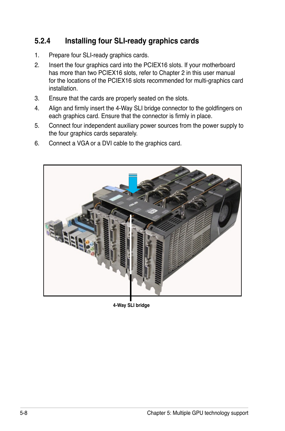 4 installing four sli-ready graphics cards, Installing four sli-ready graphics cards -8 | Asus P9X79 WS User Manual | Page 178 / 186