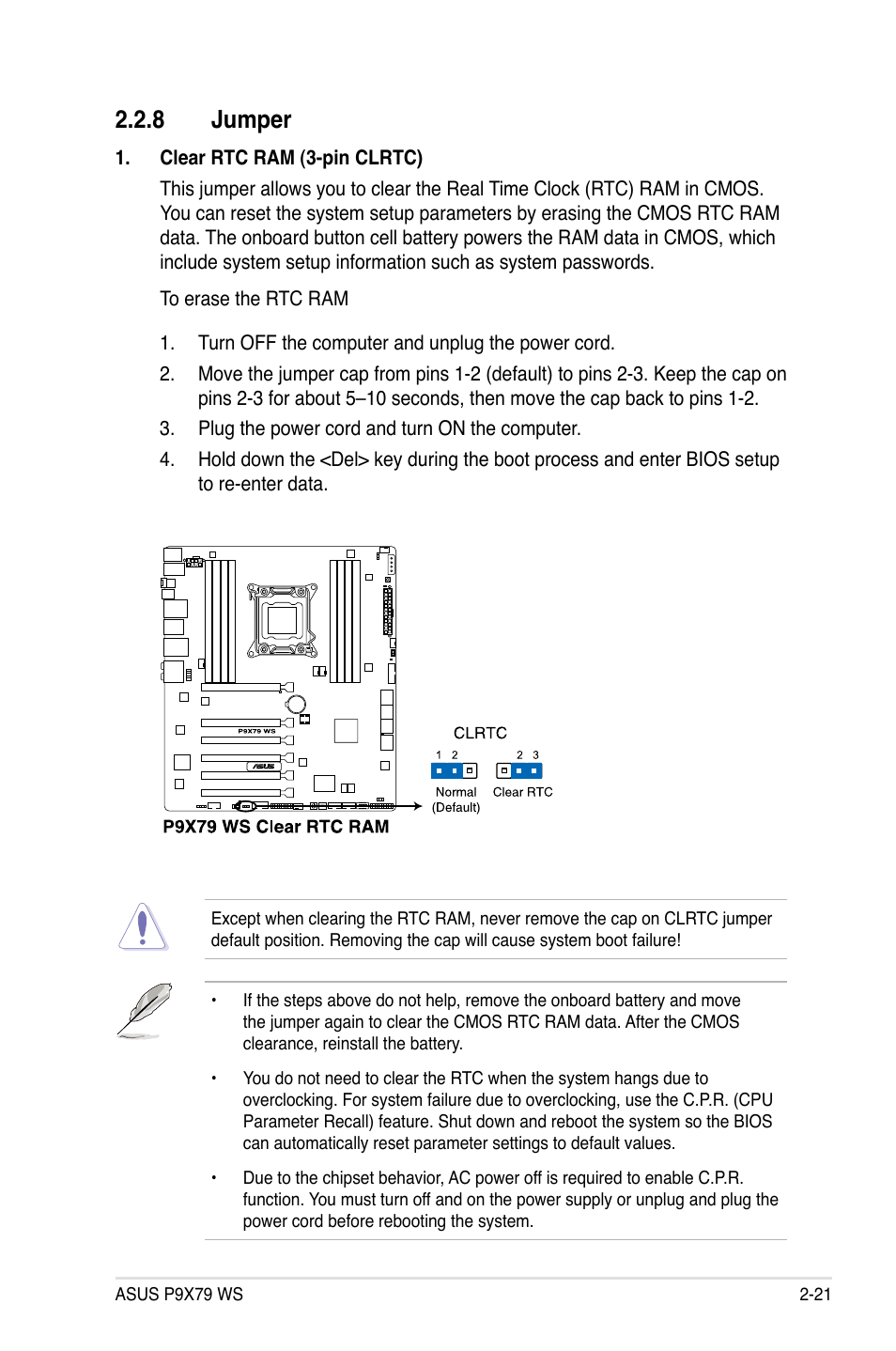 8 jumper, Jumper -21 | Asus P9X79 WS User Manual | Page 49 / 186