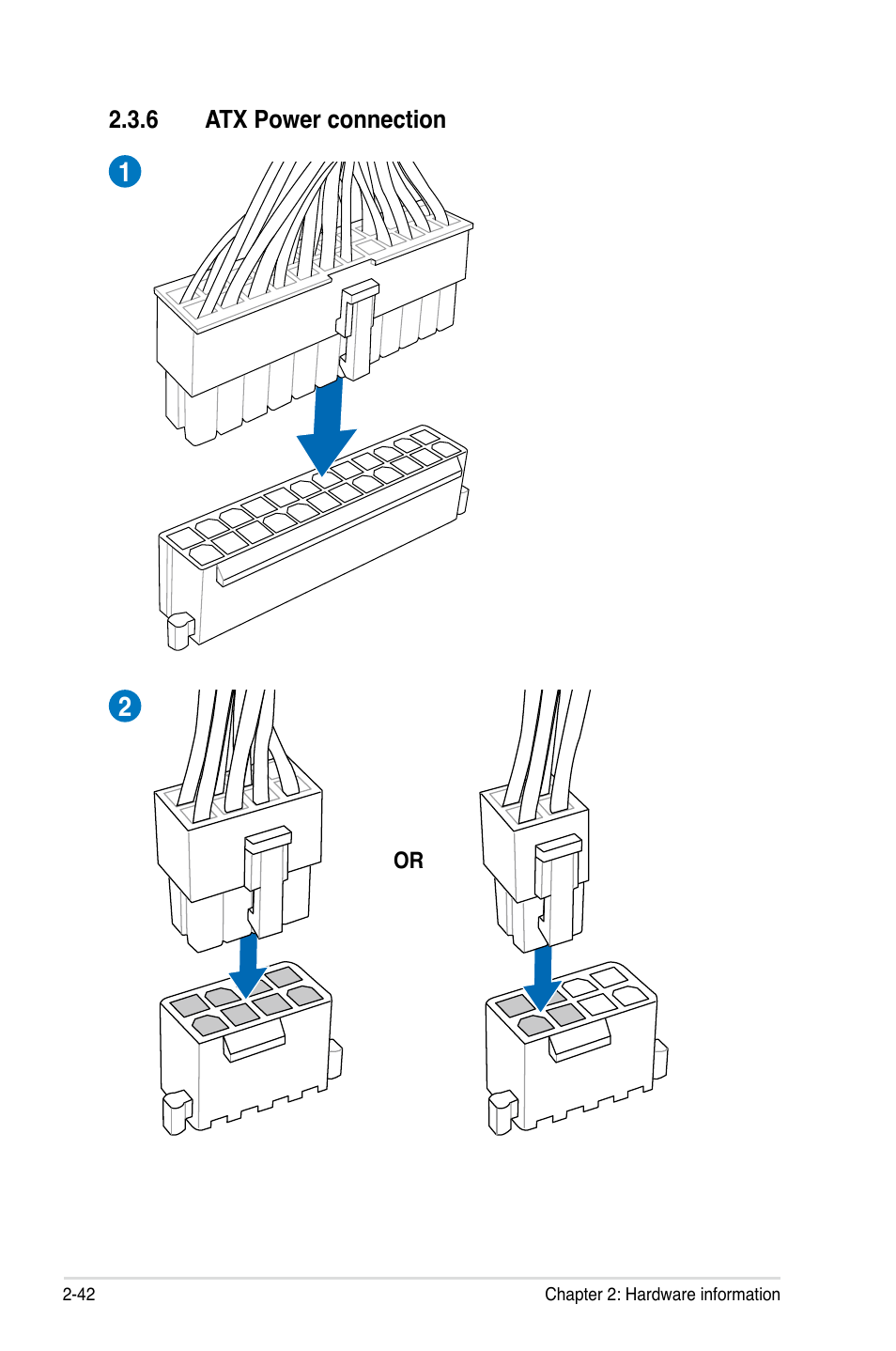 6 atx power connection, Atx power connection -42 | Asus P9X79 WS User Manual | Page 70 / 186