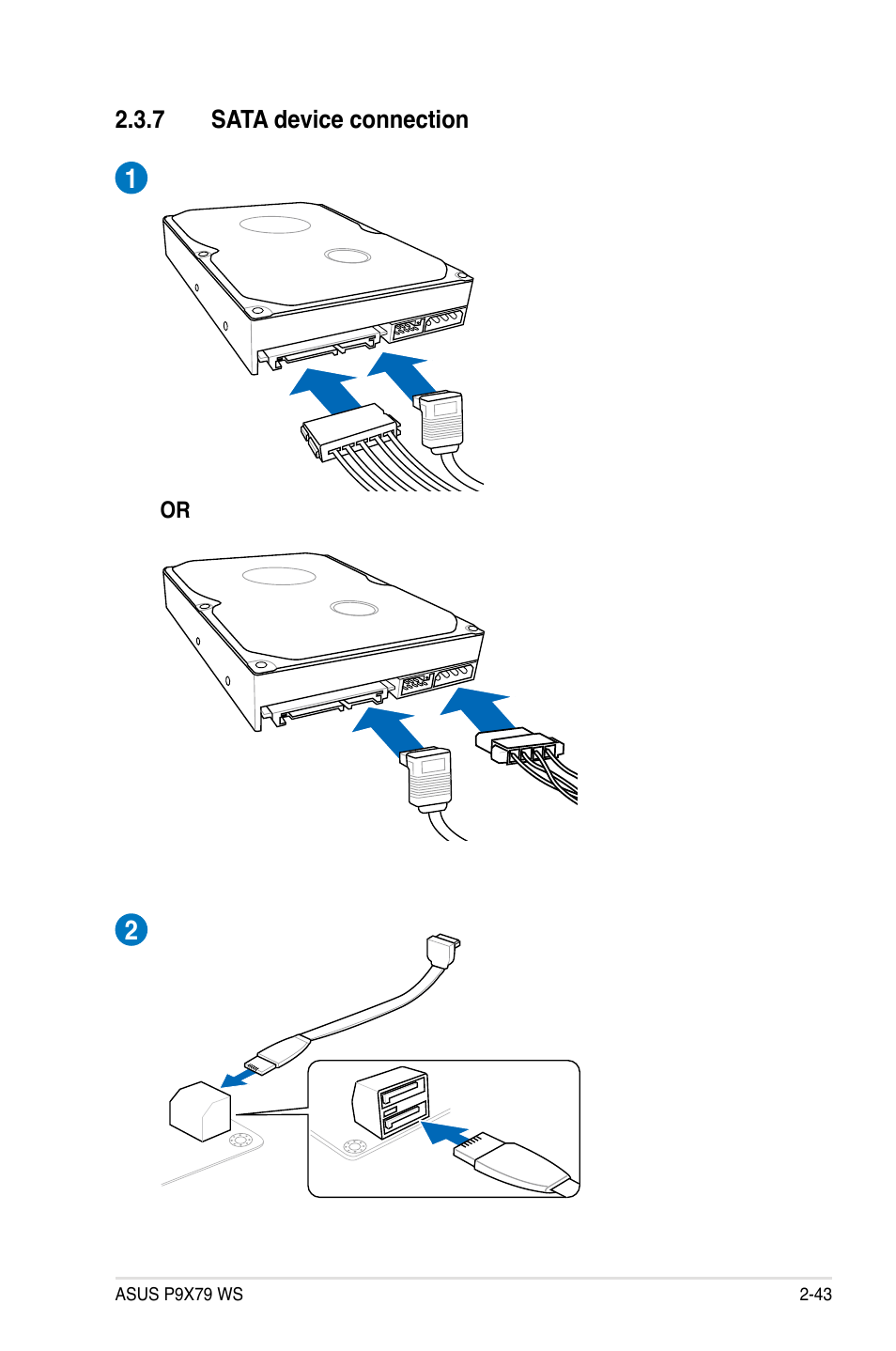 7 sata device connection, Sata device connection -43 | Asus P9X79 WS User Manual | Page 71 / 186