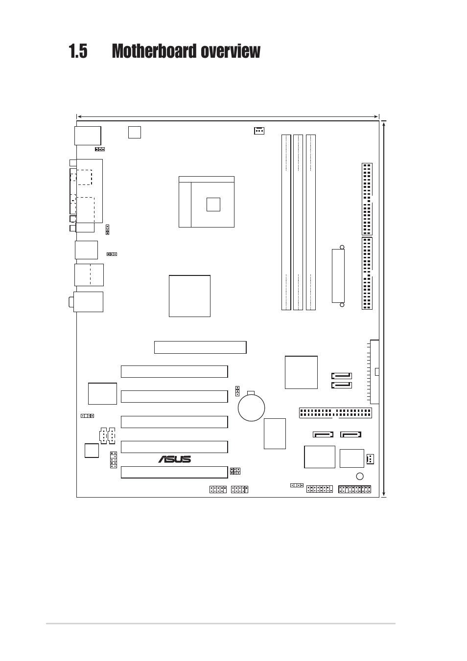 5 motherboard overview, 1 motherboard layout, 6 chapter 1: product introduction | Pci1, Pci2 pci3 pci4 pci5, Via k8t800, Super i/o, Via vt8237 | Asus K8V User Manual | Page 16 / 92