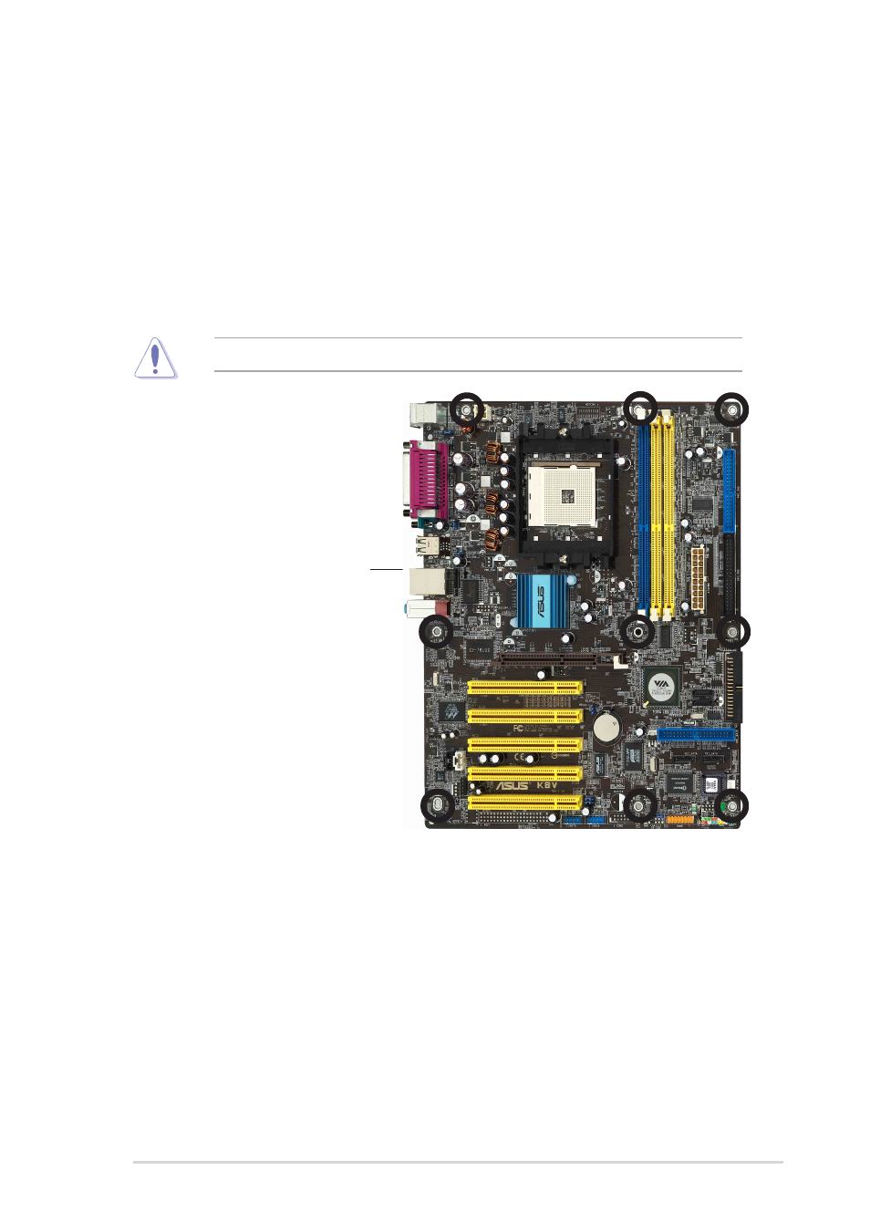 2 placement direction, 3 screw holes | Asus K8V User Manual | Page 17 / 92