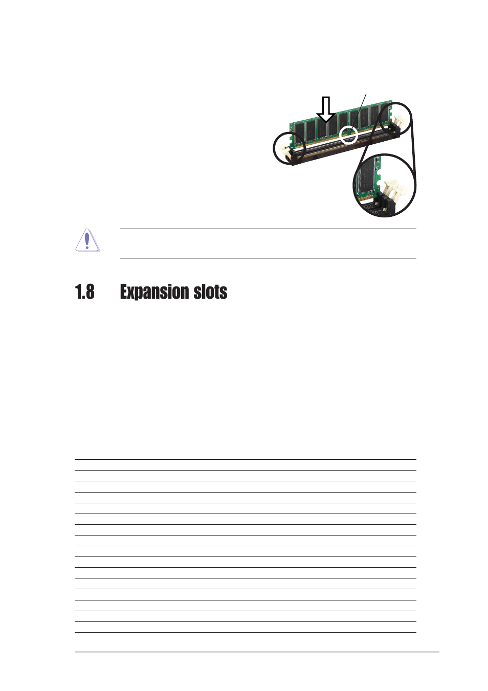 8 expansion slots, 3 installing a dimm, 1 standard interrupt assignments | Asus K8V User Manual | Page 23 / 92