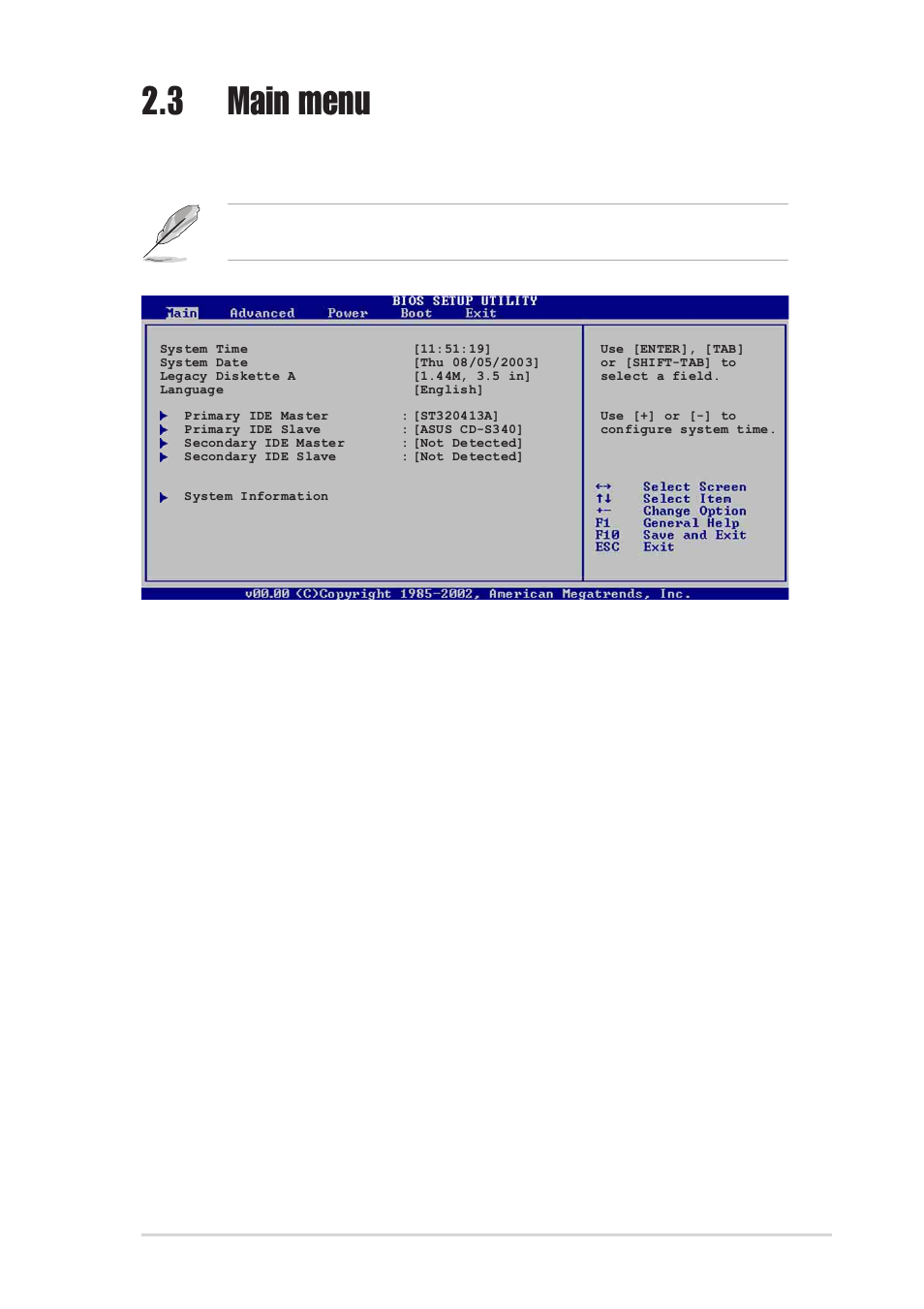 3 main menu, 4 language [english | Asus K8V User Manual | Page 47 / 92