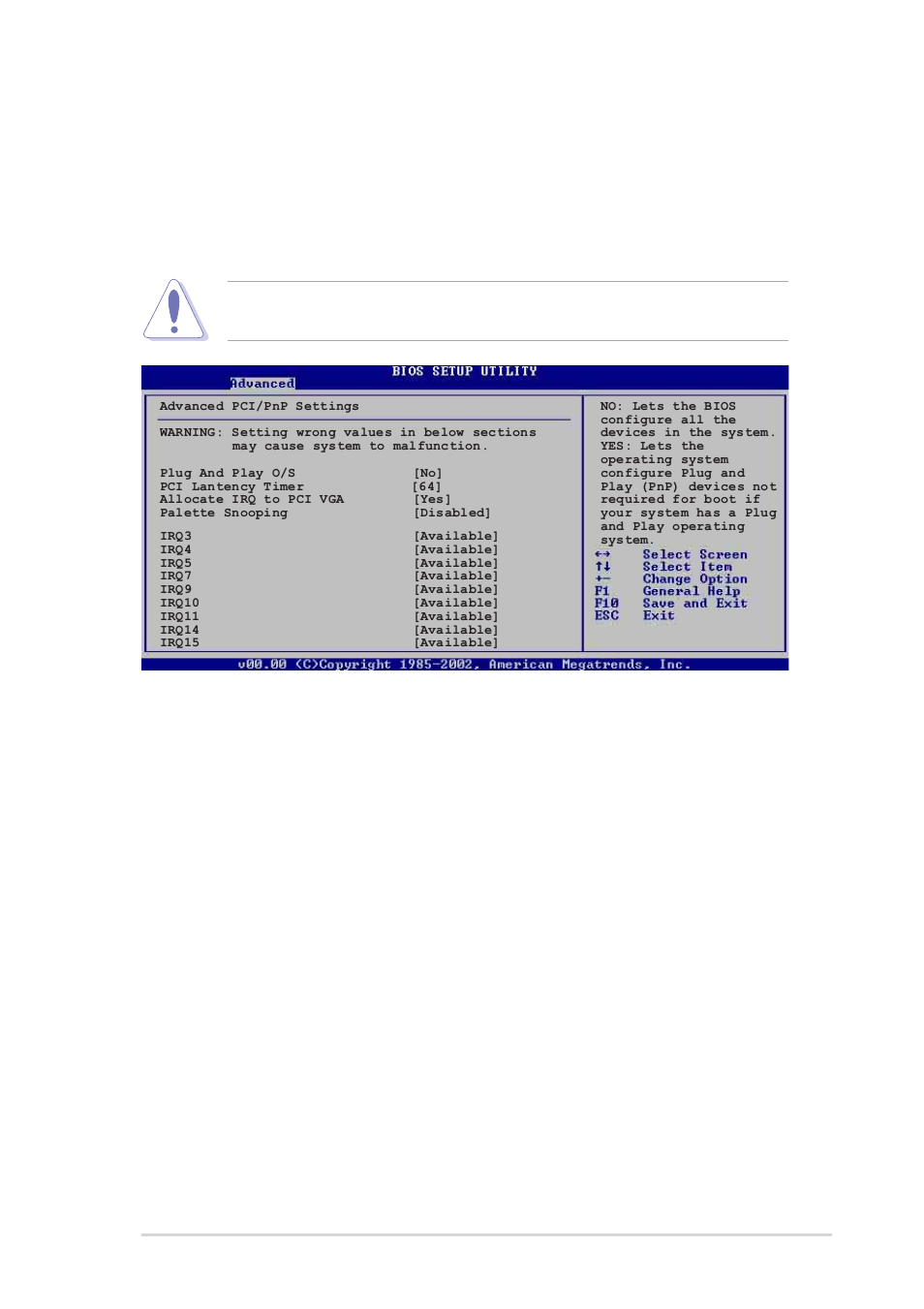 4 pci pnp, Palette snooping [disabled, Irq xx [available | Asus k8v motherboard 2-23 | Asus K8V User Manual | Page 59 / 92