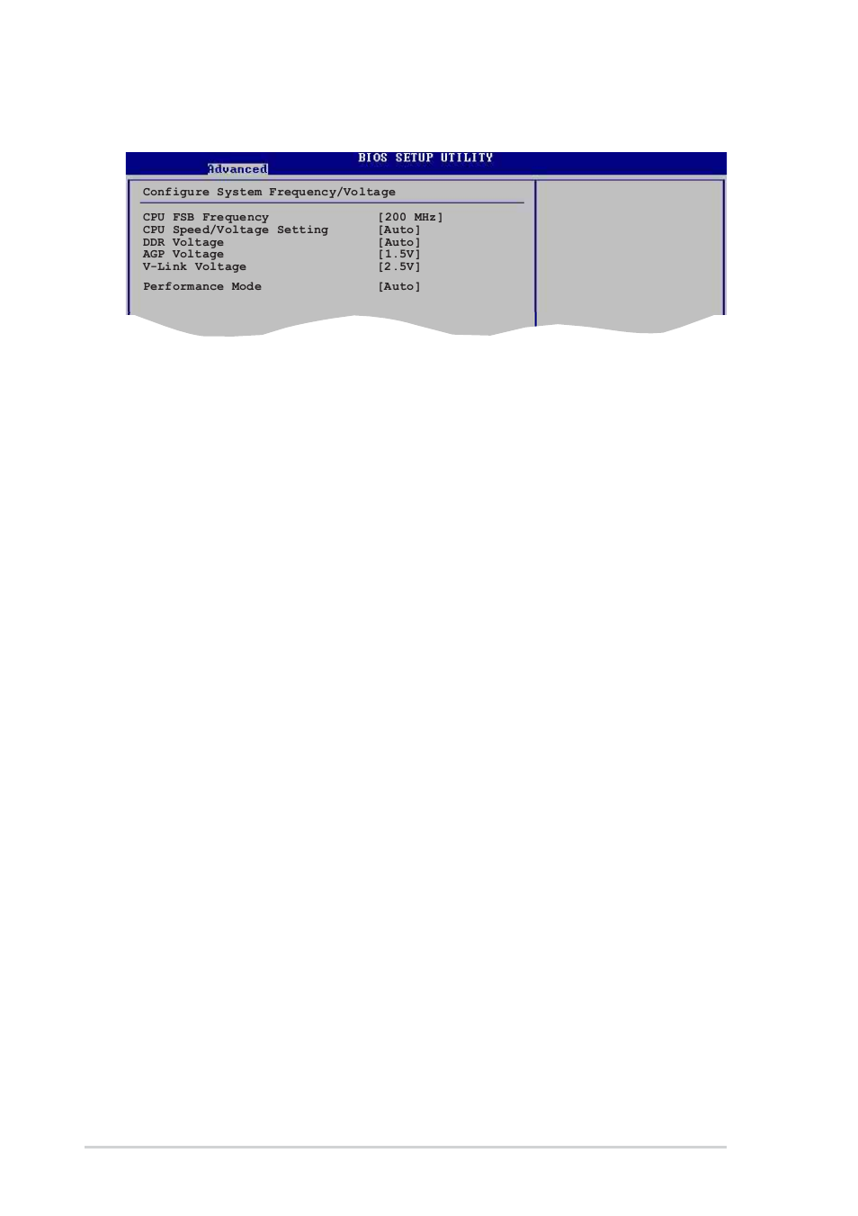 5 jumperfree configuration, Cpu fsb frequency [200mhz, Cpu speed/voltage setting [auto | Cpu speed [800 mhz, Cpu voltage [1.400 v, Ddr voltage [auto, Agp voltage [1.5v, V-link voltage [2.5v, 24 chapter 2: bios setup | Asus K8V User Manual | Page 60 / 92