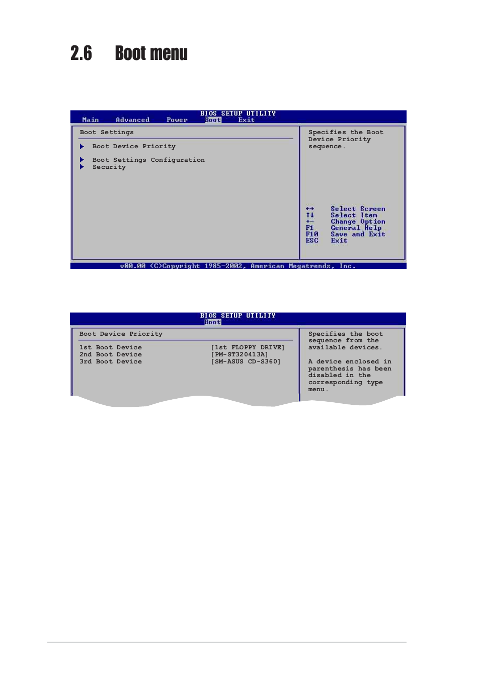 6 boot menu, 1 boot device priority, 1st ~ xxth boot device [1st floppy drive | 30 chapter 2: bios setup | Asus K8V User Manual | Page 66 / 92