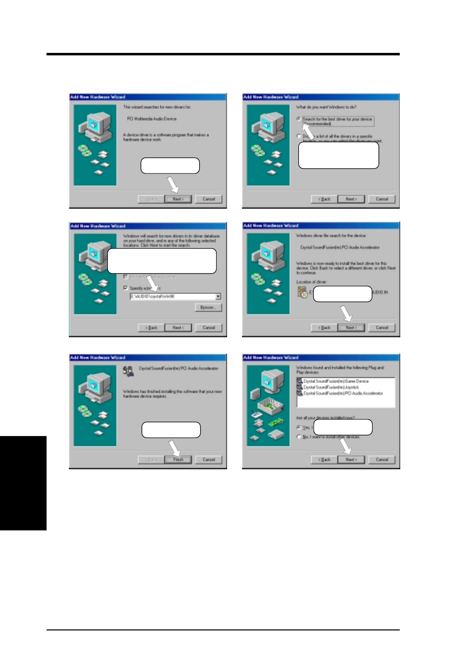 Software setup, 1 pci multimedia audio device found | Asus CUW-B User Manual | Page 44 / 96